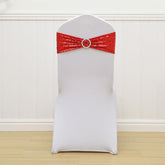 Lofaris Red Sequin Buckles Banquet Chair Sash Band Bows